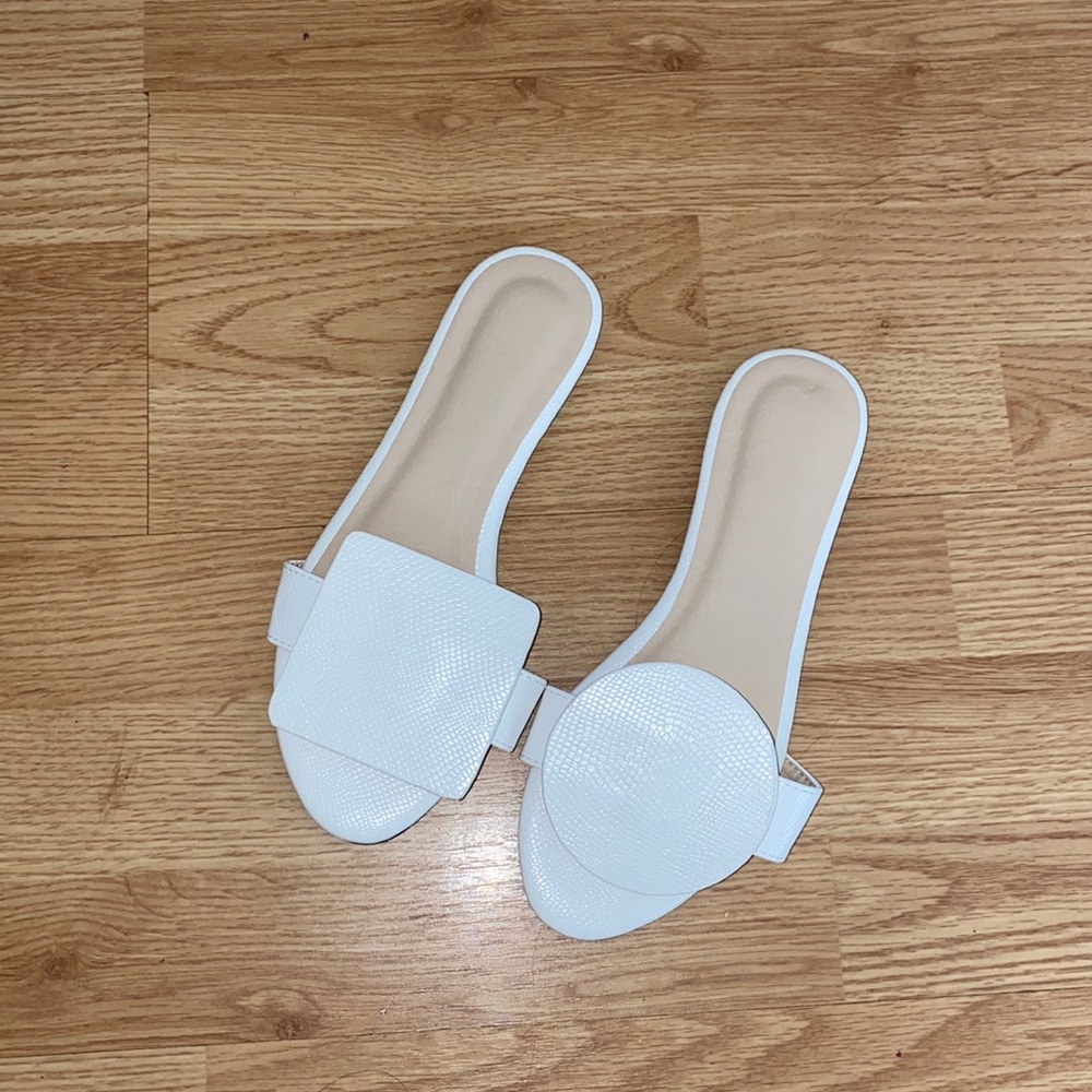 White Leather Sandals, Size 38 (Size 8)